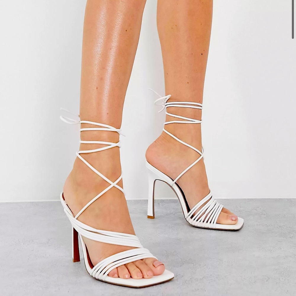 NEW ASOS Never Worn White Lace Up Heels 🔥